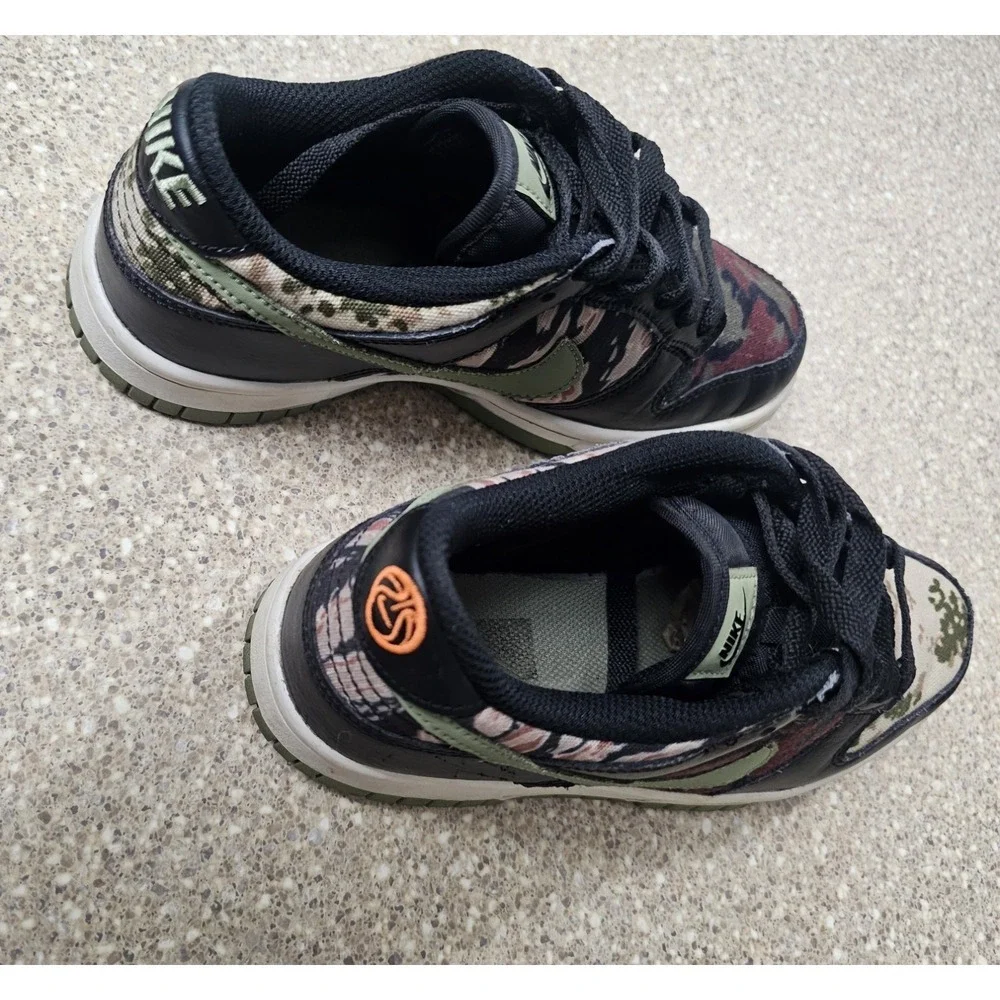 Nike Dunk Low Crazy Camo Green Size 4y Multi-Camo Black Sail DH0957-001 SE